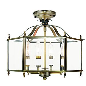 Livingston 4-Light Pendant with Ceiling Mount in Antique Brass