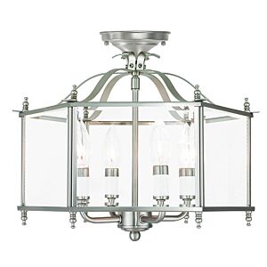 Livingston 4-Light Pendant with Ceiling Mount in Brushed Nickel