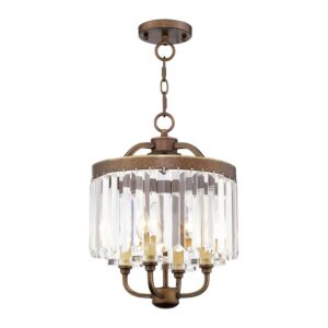 Ashton 4-Light Mini Chandelier with Ceiling Mount in Hand Applied Palacial Bronze
