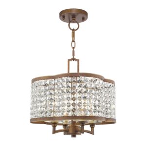 Grammercy 4-Light Mini Chandelier with Ceiling Mount in Hand Applied Palacial Bronze