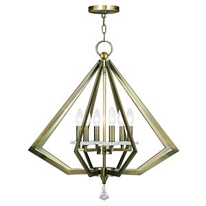 Diamond 6-Light Chandelier in Antique Brass