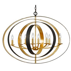 Crystorama Luna 8 Light Sphere Chandelier in English Bronze And Antique Gold