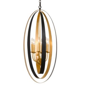 Crystorama Luna 6 Light 16 Inch Pendant Light in English Bronze And Antique Gold