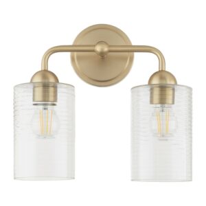 Charlotte 2-Light Bathroom Vanity Light in Aged Brass