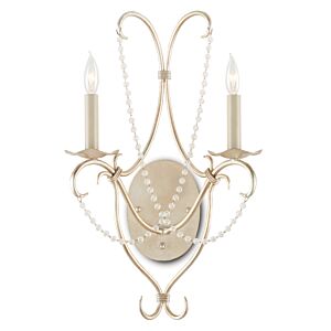Crystal 2-Light Wall Sconce in Silver Leaf