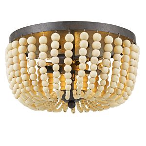  Rylee Ceiling Light in Forged Bronze with Wood Crystals