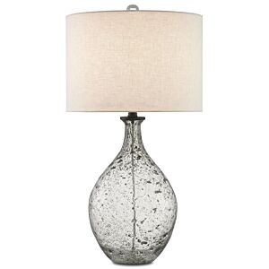 Currey & Company 29 Inch Luc Table Lamp in Clear Speckled Glass and Steel Gray