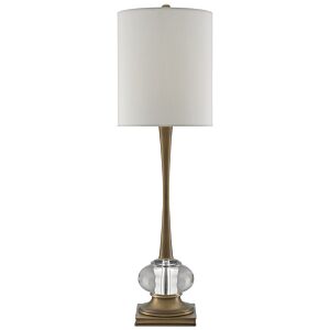 Currey & Company 34 Inch Giovanna Table Lamp in Antique Brass and Clear