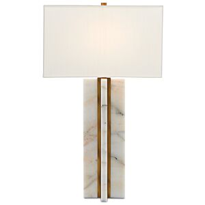 Currey & Company 33 Inch Khalil Table Lamp in Marble and Antique Brass