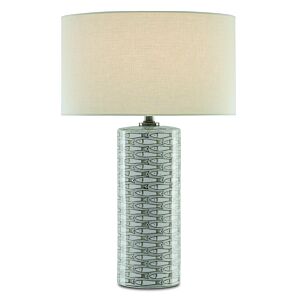 Currey & Company 25 Inch Fisch Large Table Lamp in Gray, White and Antique Nickel