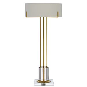 Currey & Company 2 Light 32 Inch Winsland Brass Table Lamp in Polished Brass and Clear