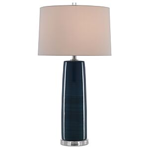 Currey & Company 33 Inch Azure Table Lamp in Navy and Polished Nickel