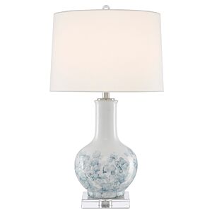 Myrtle 1-Light Table Lamp in White with Blue with Clear/Polished Nickel
