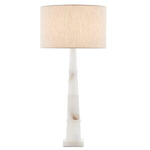 Alabastro 1-Light Table Lamp in Alabaster with Polished Nickel