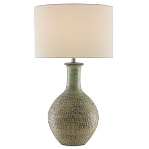 Loro 1-Light Table Lamp in Dark Moss Green with Gold