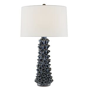 Sunken 1-Light Table Lamp in Blue Drip Glaze