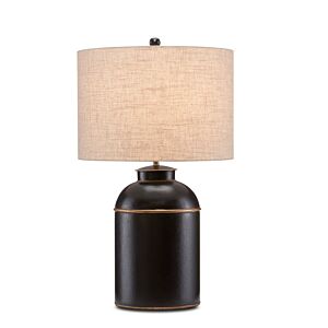 London 1-Light Table Lamp in Black with Gold