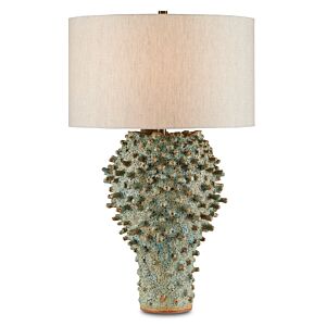 Sea Urchin 1-Light Table Lamp in Sunken Green