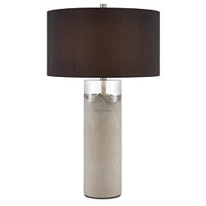 Edfu 1-Light Table Lamp in Concrete with Clear with Black