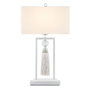Vitale 1-Light Table Lamp in Silver Leaf with Clear with Silver/White