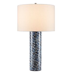 Indigo 1-Light Table Lamp in Blue with White