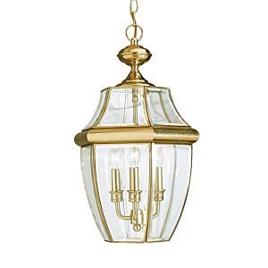 Sea Gull Lancaster 3 Light Outdoor Hanging Light in Polished Brass