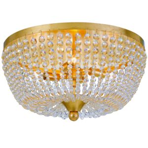  Rylee Ceiling Light in Antique Gold with Clear Glass Beads Crystals