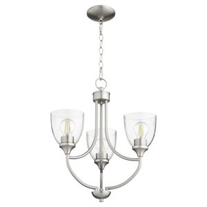 Quorum Enclave 3 Light 21 Inch Transitional Chandelier in Satin Nickel with