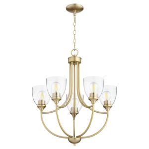Quorum Enclave 5 Light 25 Inch Transitional Chandelier in Aged Brass with