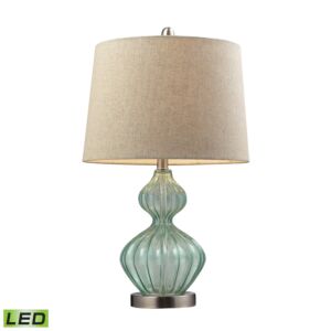 Smoked Glass 1-Light LED Table Lamp in Light Green