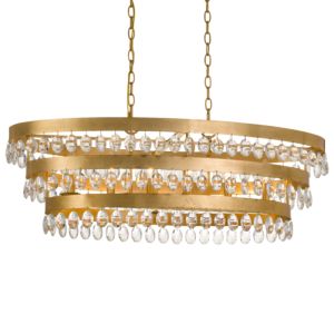  Perla  Transitional Chandelier in Antique Gold with Clear Hand Cut Crystals