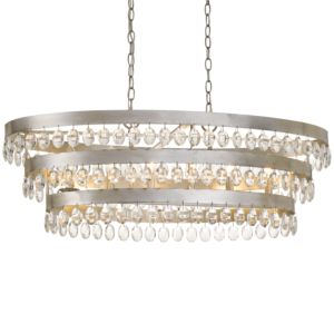  Perla  Transitional Chandelier in Antique Silver with Clear Hand Cut Crystals