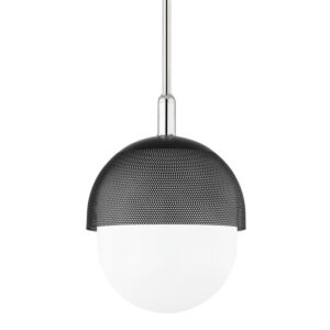 Nyack 1-Light Pendant in Polished Nickel with Black