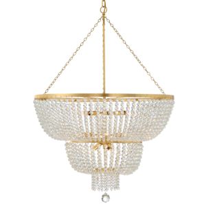 Crystorama Rylee 12 Light 46 Inch Chandelier in Antique Gold with Hand Cut Faceted Beads Crystals