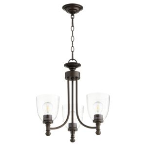 Quorum Rossington 3 Light 19 Inch Transitional Chandelier in Oiled Bronze with