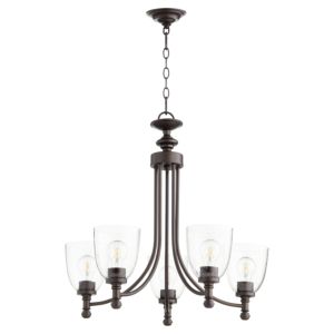 Quorum Rossington 5 Light 25 Inch Transitional Chandelier in Oiled Bronze with