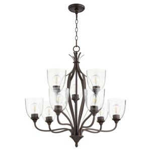 Quorum Jardin 9 Light 28 Inch Transitional Chandelier in Oiled Bronze with