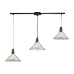 Hand Formed Glass 3-Light Pendant in Oil Rubbed Bronze