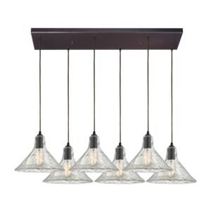 Hand Formed Glass 6-Light Pendant in Oil Rubbed Bronze