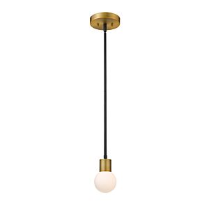 Z-Lite Neutra 1-Light Mini Pendant Light In Matte Black With Foundry Brass