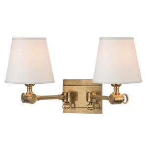 Hudson Valley Hillsdale 2 Light 10 Inch Wall Sconce in Aged Brass