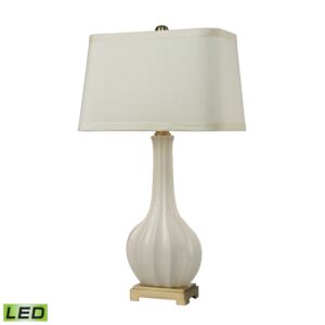 Fluted Ceramic 1-Light LED Table Lamp in White