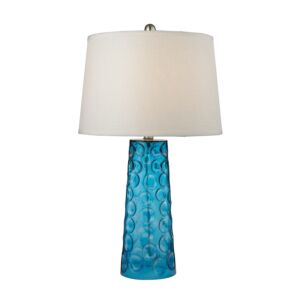 Hammered Glass 1-Light Table Lamp in Blue