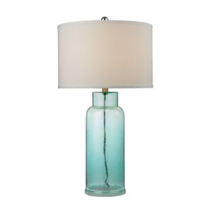 Glass Bottle 1-Light Table Lamp in Seafoam Green