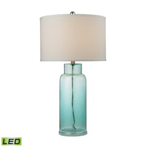 Glass Bottle 1-Light LED Table Lamp in Seafoam Green