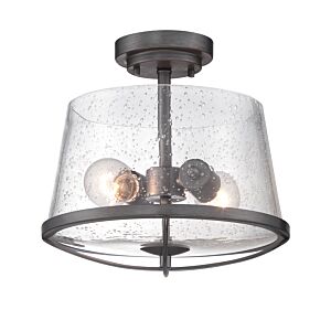 Darby 2-Light Semi-Flush Mount in Weathered Iron
