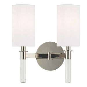 Hudson Valley Wylie 2 Light 12 Inch Wall Sconce in Polished Nickel