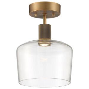 Port Nine Chardonnay 1-Light LED Semi-Flush Mount in Antique Brushed Brass