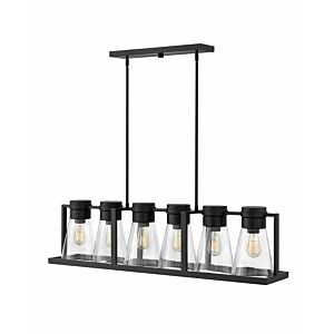 Hinkley Refinery 6-Light Linear Chandelier In Black With Clear Glass