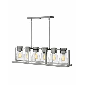 Hinkley Refinery 6-Light Linear Chandelier In Brushed Nickel With Clear Glass